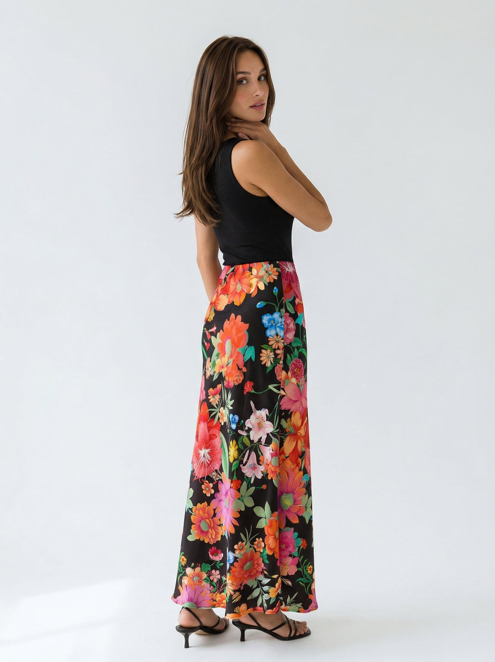 "OIA" Bias Cut Silk Skirt Maxi - Mosaic Multi Introvertie VIENNA