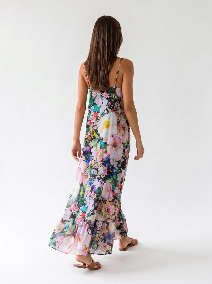 "MADEIRA" A-Line Viscose Lurex Maxi Dress - carmen Introvertie VIENNA