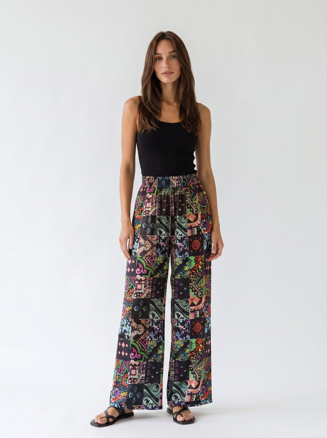 "JOHNNY" Stretch Silk Satin Pants - Azulejo Light Introvertie VIENNA