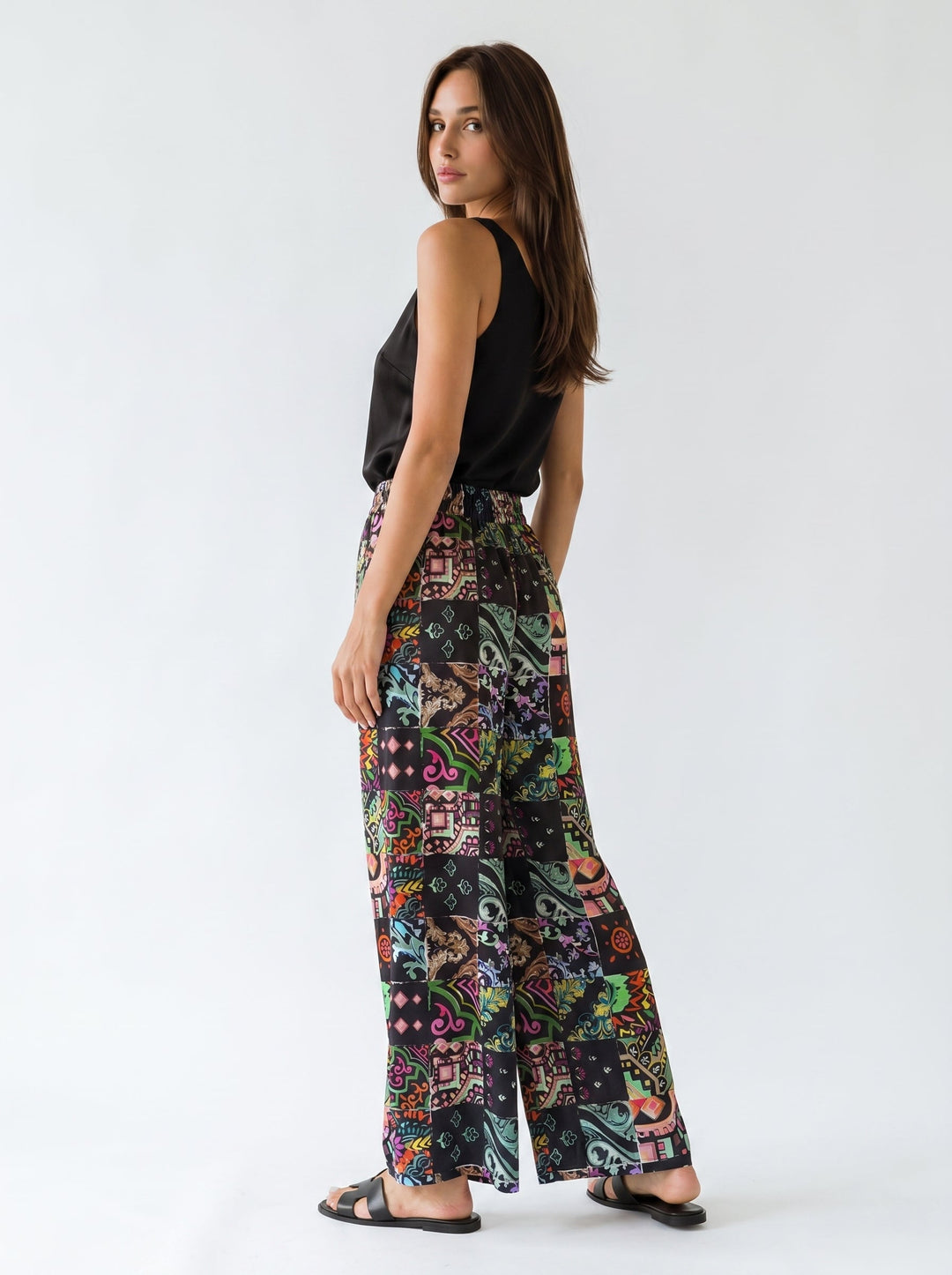 "JOHNNY" Stretch Silk Satin Pants - Azulejo Light Introvertie VIENNA