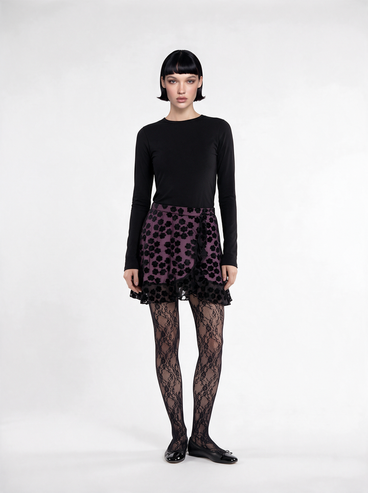 "OVER IT" Viscose Wrap Skirt Mini Black/Nude Introvertie VIENNA