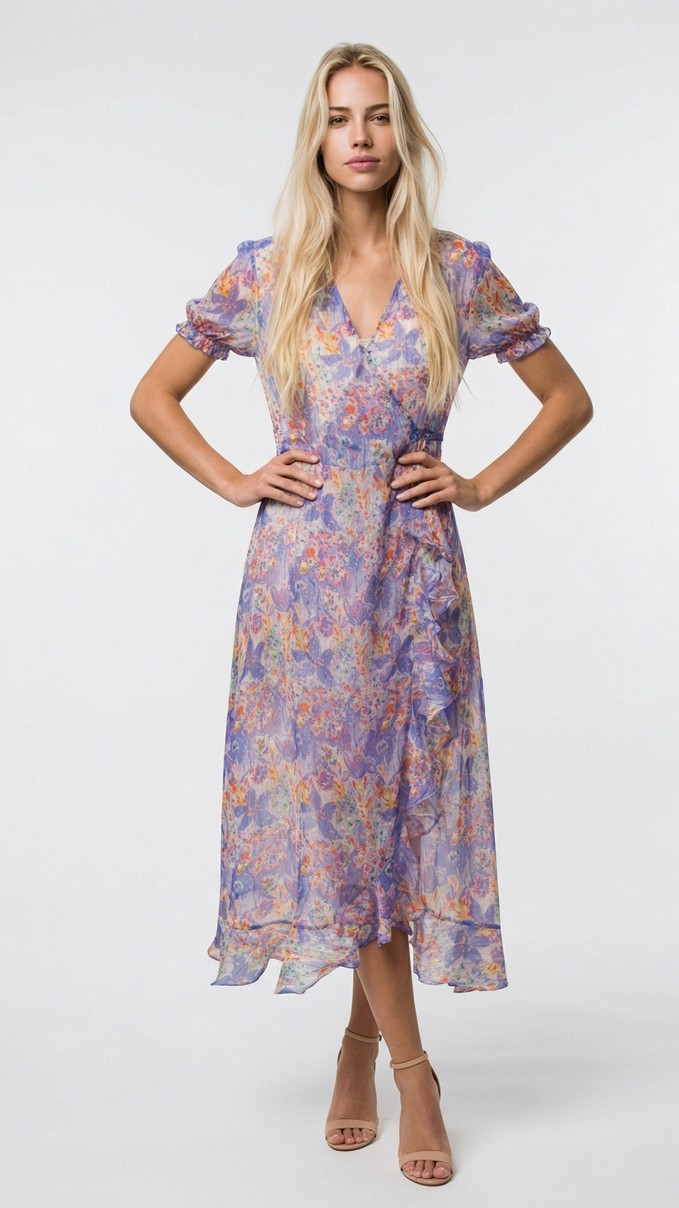 "VIENNA" Silk Wrap Dress Midi LUCKY LILACS Introvertie VIENNA