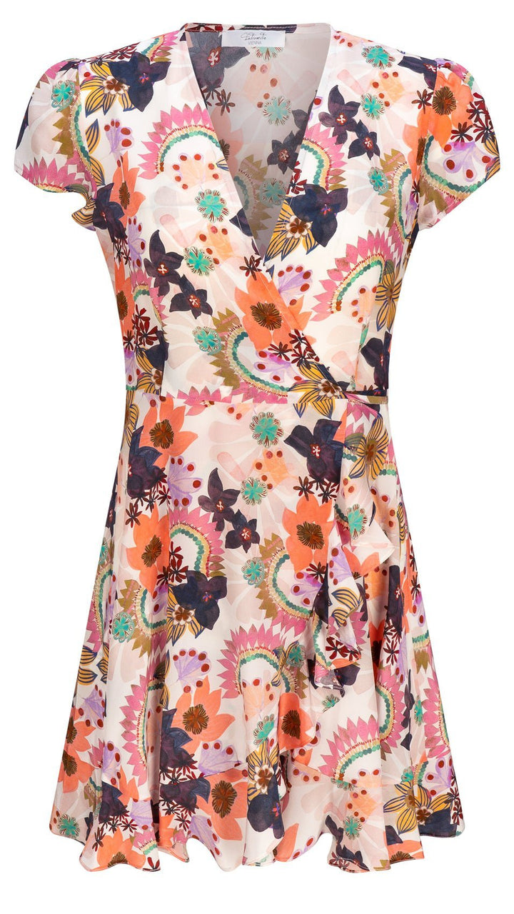 "ALICE" Silk Wrap Dress Mini IN BLOOM Introvertie VIENNA