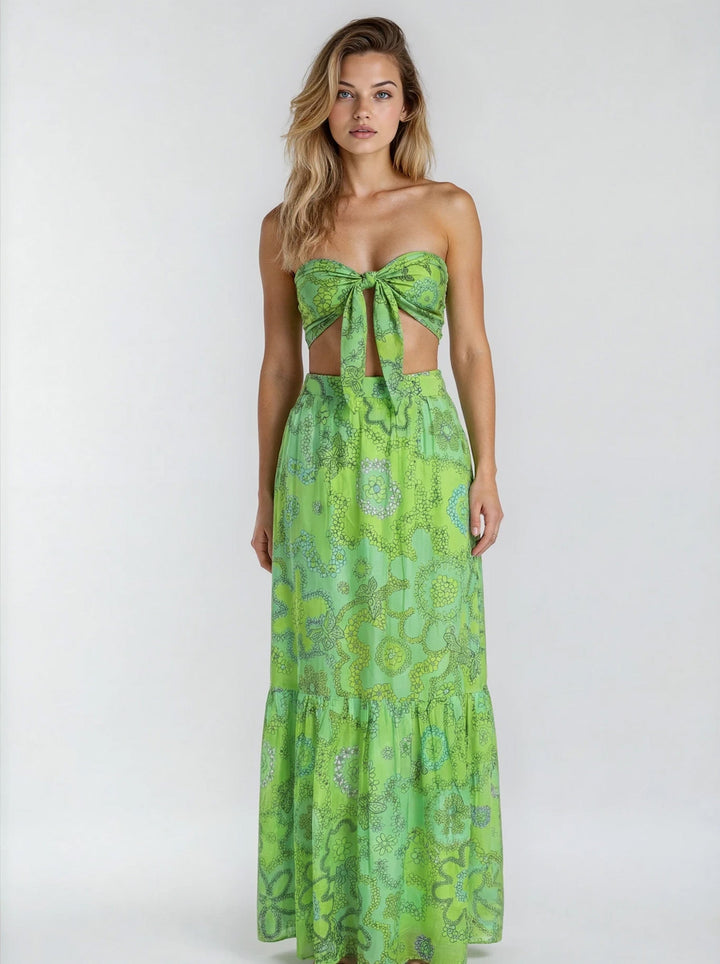 "BARI" Silk/Linen Neck Tie Top - Pink Bloom Introvertie VIENNA