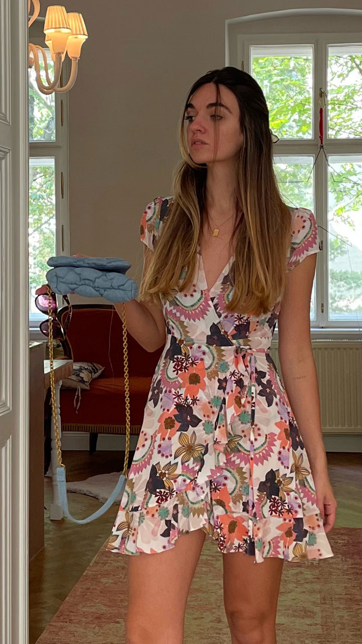 "ALICE" Silk Wrap Dress Mini IN BLOOM Introvertie VIENNA