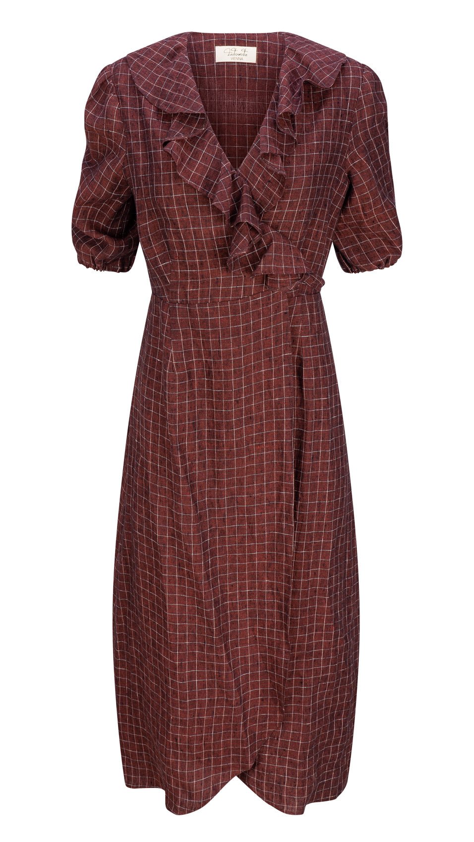 "CORNWALL" Linen Wrap Dress Maxi Burgundy Bliss Introvertie VIENNA