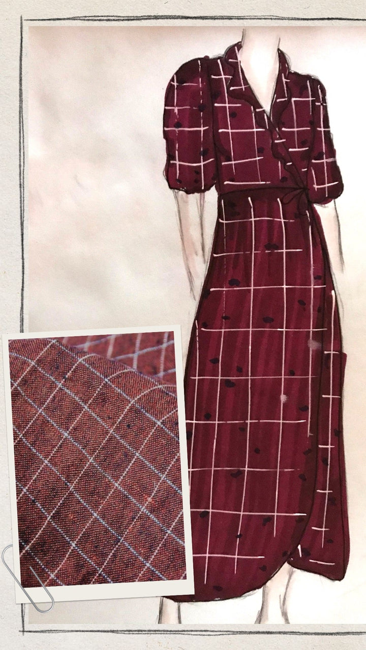 "CORNWALL" Linen Wrap Dress Maxi Burgundy Bliss Introvertie VIENNA