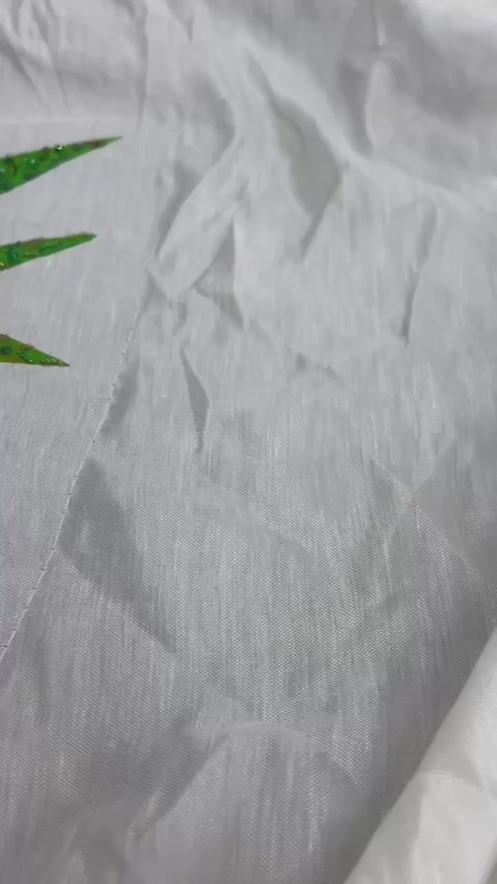 "RUMBA" Hand-Embroidered Silk Linen A-Line Skirt Blanc