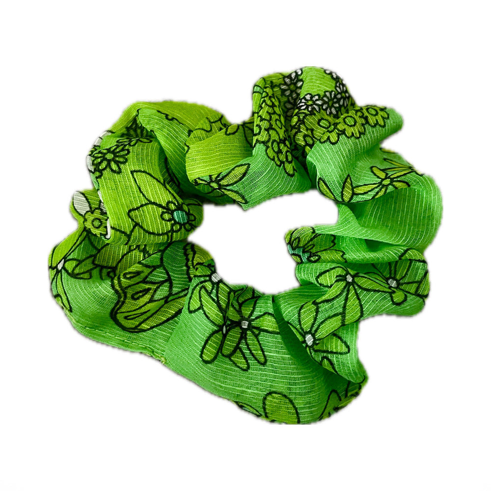 Silk Linen Scrunchie - Lime Bloom Introvertie VIENNA