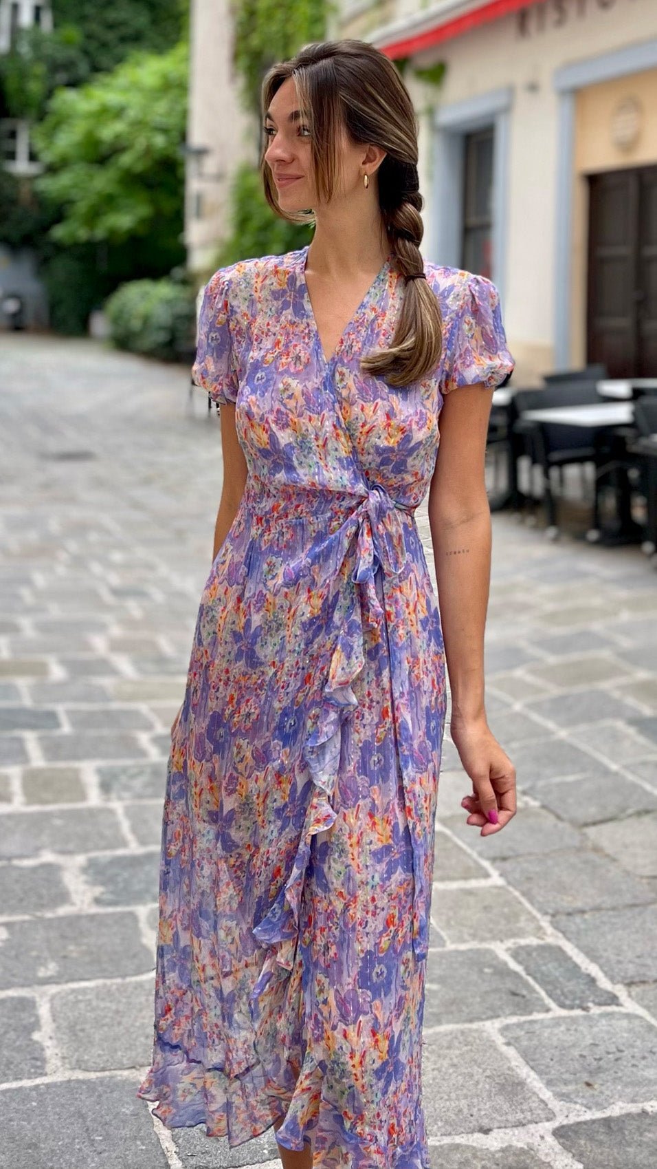 "VIENNA" Silk Wrap Dress Midi LUCKY LILACS Introvertie VIENNA