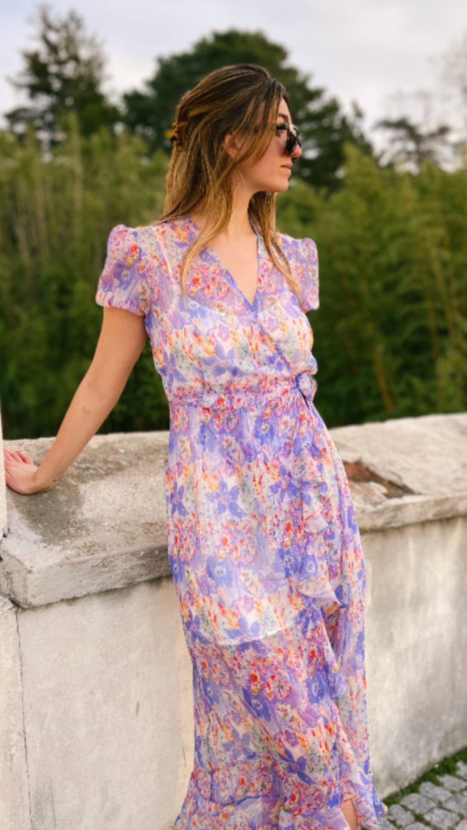 "VIENNA" Silk Wrap Dress Midi LUCKY LILACS Introvertie VIENNA