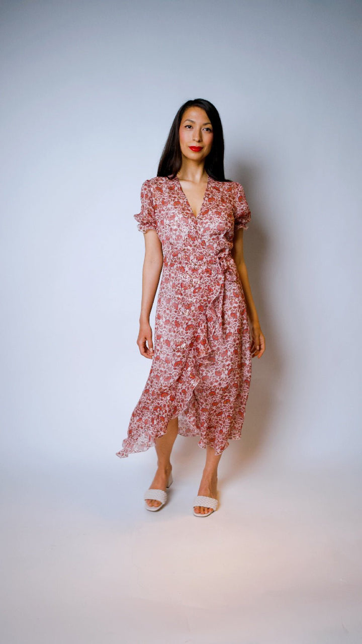 "VIENNA" Silk Wrap Dress Midi PAISLEY Introvertie VIENNA