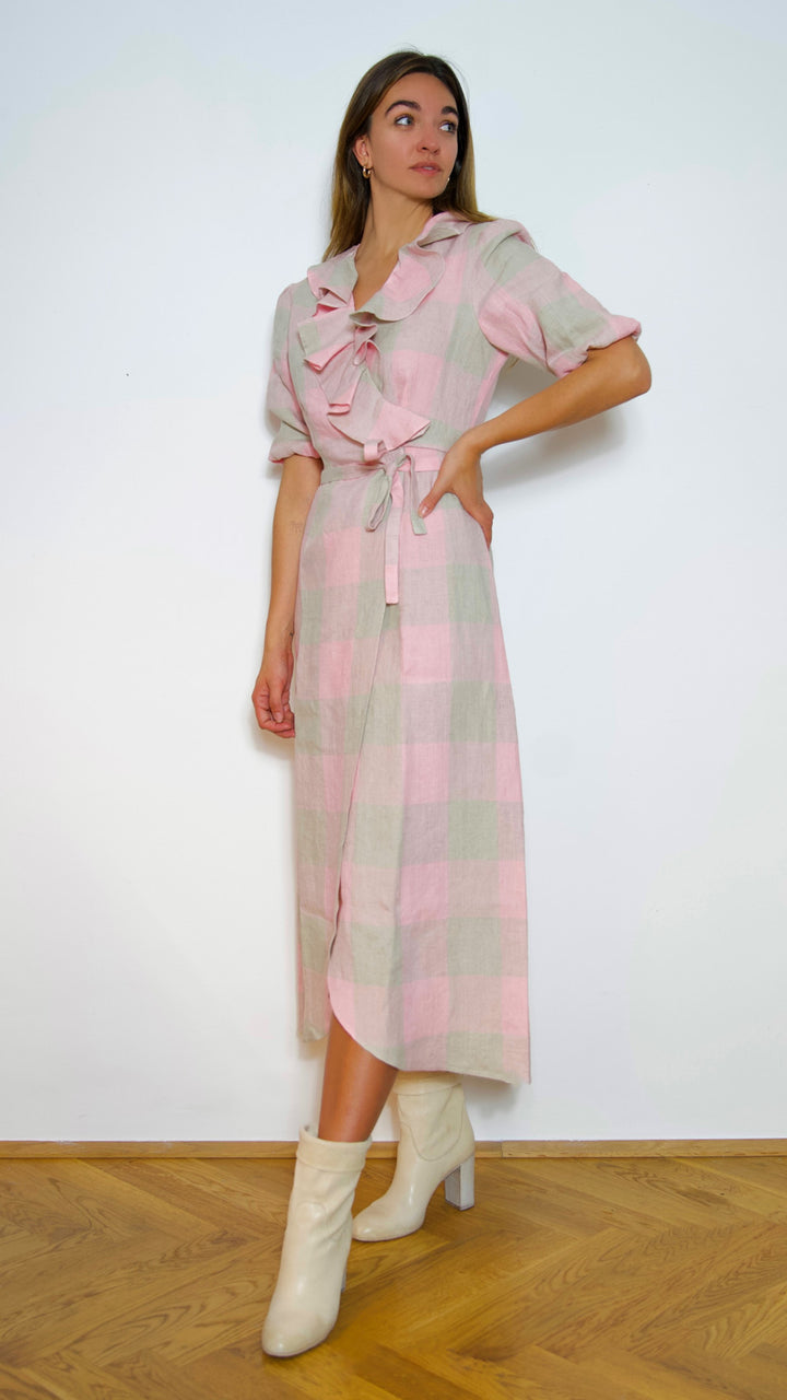 "CORNWALL" Linen Wrap Dress Maxi ZR Introvertie VIENNA