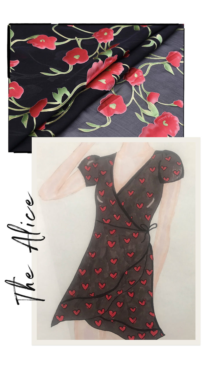 "ALICE" Silk Wrap Dress Mini in POPPY Introvertie VIENNA