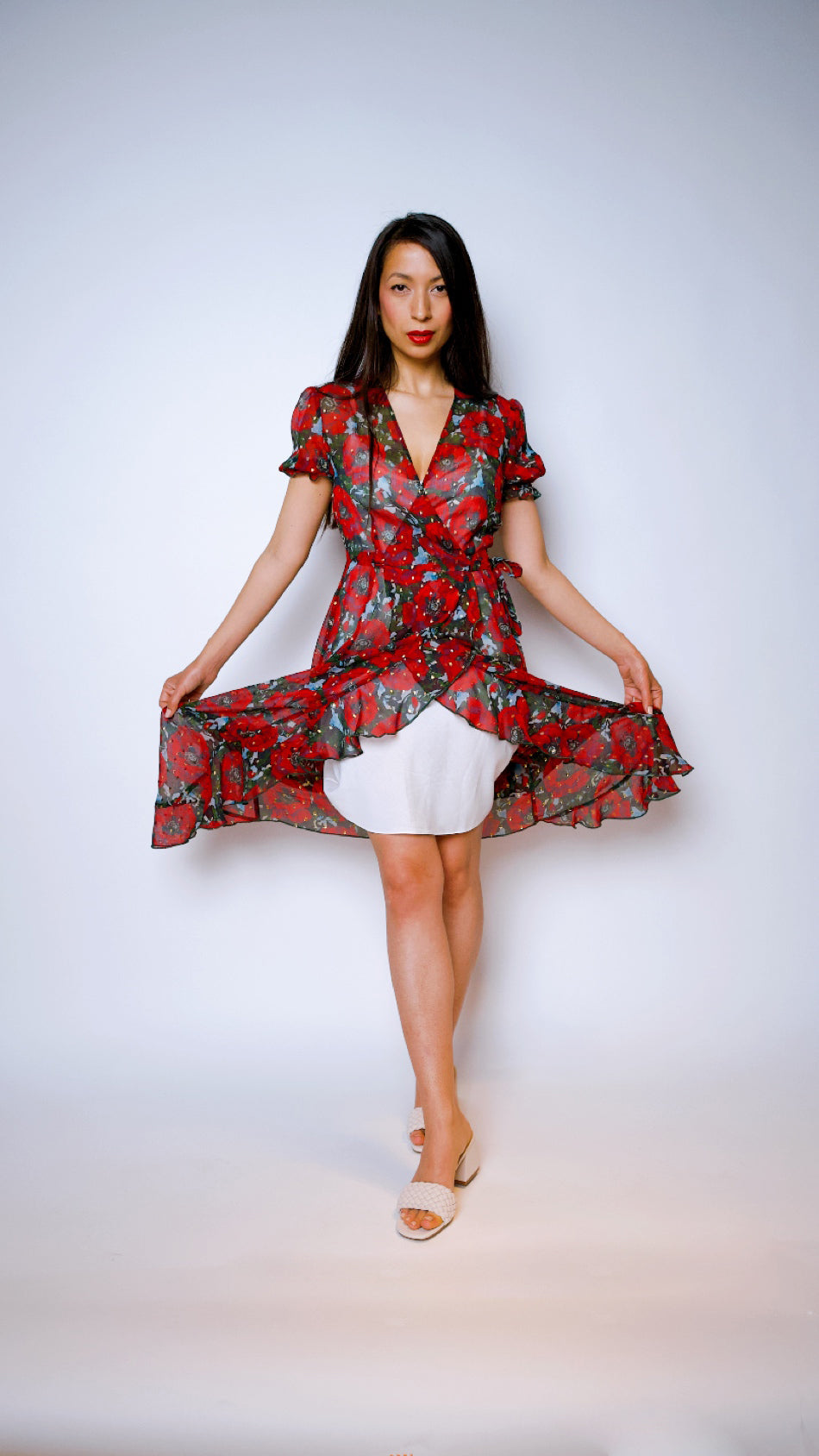 "VIENNA" Silk Wrap Dress Midi Introvertie VIENNA