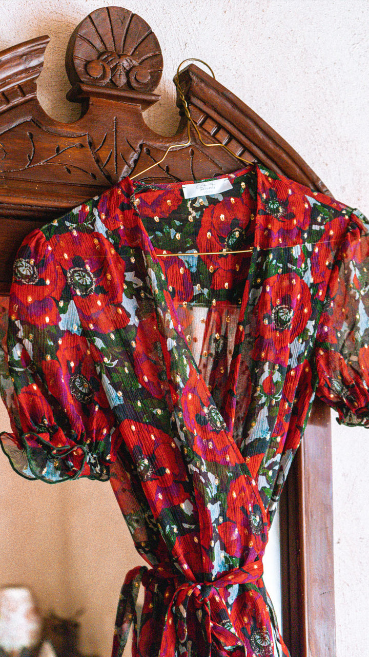 "VIENNA" Silk Wrap Dress Midi Introvertie VIENNA