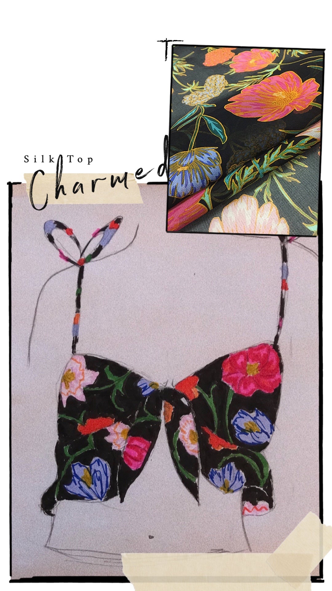 "CHARMED" Silk Tie Top Introvertie VIENNA